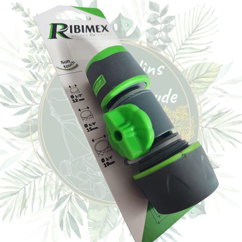 Raccord rapide universel avec vanne d'arrêt | Arrosage | Jardin | Ribimex