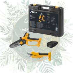 Kit sécateur et tronçonneuse à  main à  batterie 20V STIGA