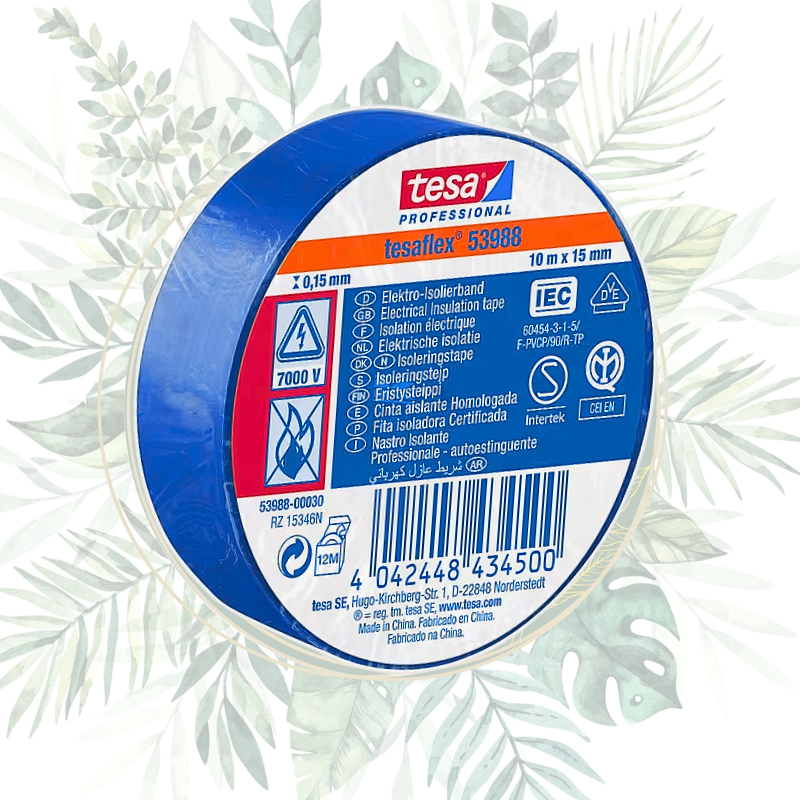 Ruban isolant électrique bleu PVC 10mx15mm