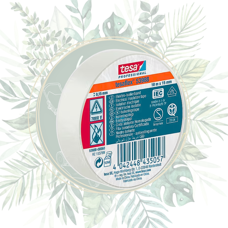 Ruban isolant électrique blanc PVC 10mx15mm